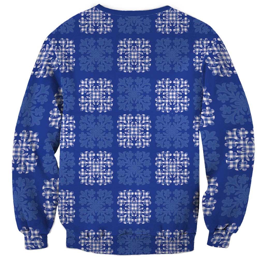 Royal Blue Palaka Quilt Hawaii Sweatshirt Traditional Hawaii-plaid Pattern LT14 - Polynesian Pride