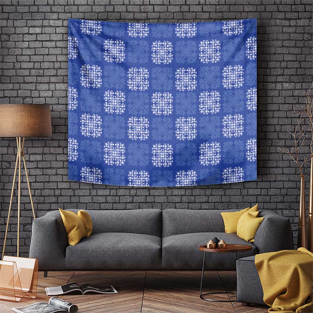 Royal Blue Palaka Quilt Hawaii Tapestry Traditional Hawaii-plaid Pattern LT14 Royal Blue - Polynesian Pride