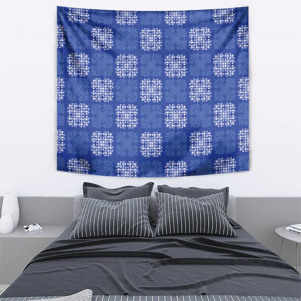 Royal Blue Palaka Quilt Hawaii Tapestry Traditional Hawaii-plaid Pattern LT14 - Polynesian Pride