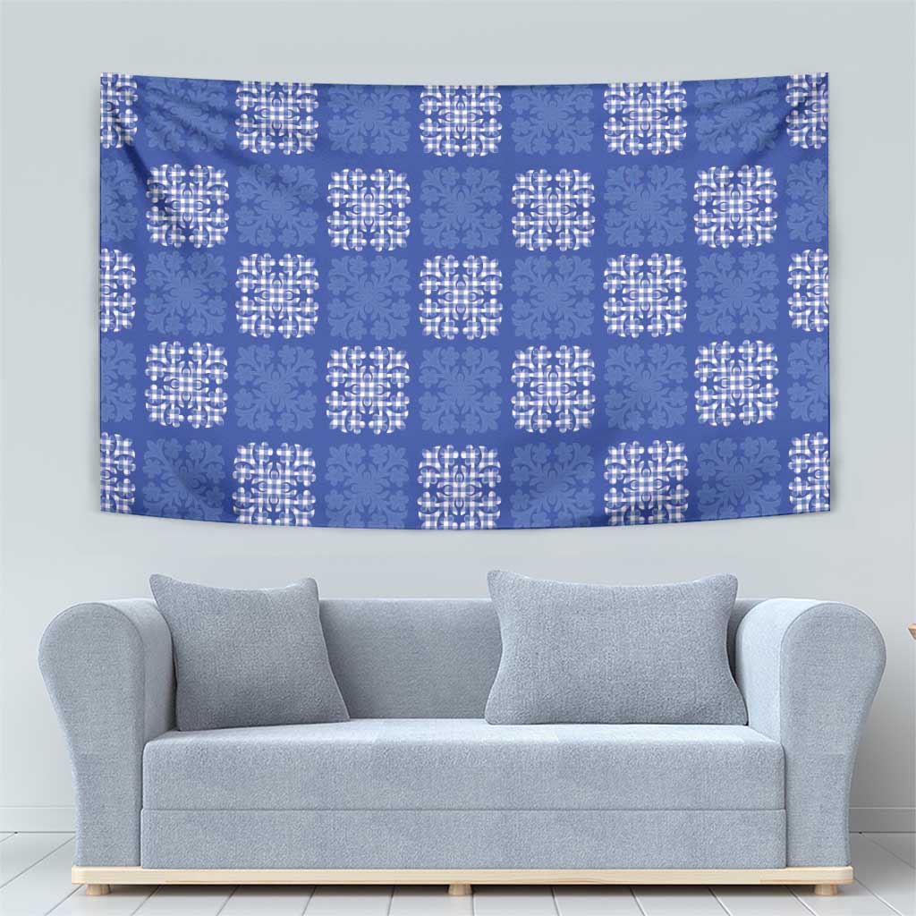 Royal Blue Palaka Quilt Hawaii Tapestry Traditional Hawaii-plaid Pattern LT14 - Polynesian Pride