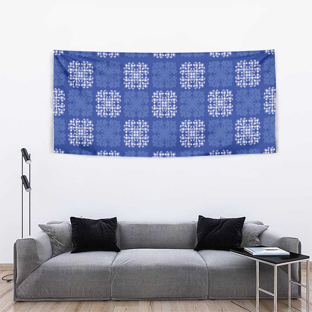 Royal Blue Palaka Quilt Hawaii Tapestry Traditional Hawaii-plaid Pattern LT14 - Polynesian Pride