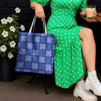 Royal Blue Palaka Quilt Hawaii Tote Bag Traditional Hawaii-plaid Pattern LT14 - Polynesian Pride