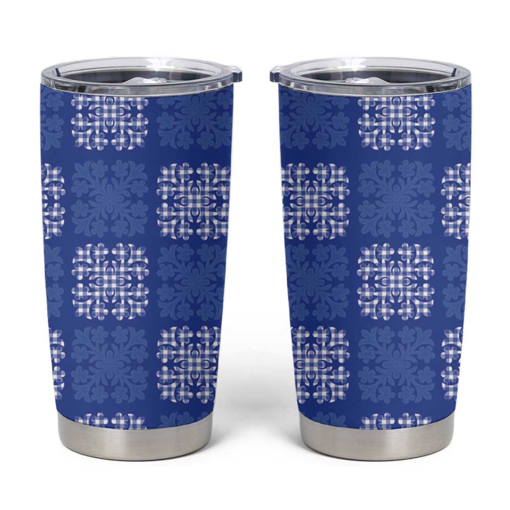 Royal Blue Palaka Quilt Hawaii Tumbler Cup Traditional Hawaii-plaid Pattern LT14 Royal Blue - Polynesian Pride