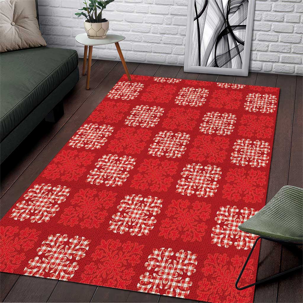 Red Palaka Quilt Hawaii Area Rug Traditional Hawaii-plaid Pattern LT14 Red - Polynesian Pride