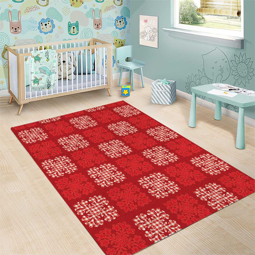 Red Palaka Quilt Hawaii Area Rug Traditional Hawaii-plaid Pattern LT14 - Polynesian Pride