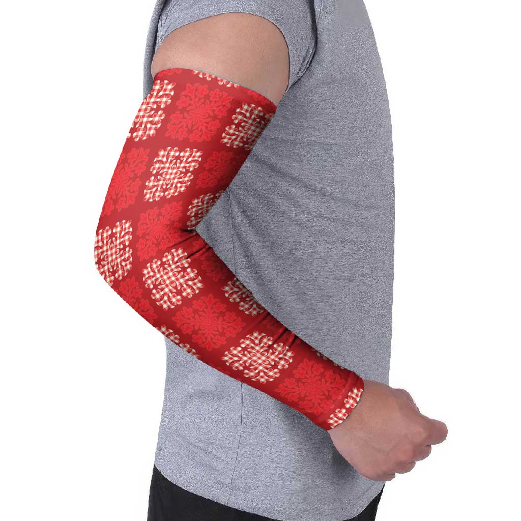 Red Palaka Quilt Hawaii Arm Sleeves Traditional Hawaii-plaid Pattern LT14 - Polynesian Pride