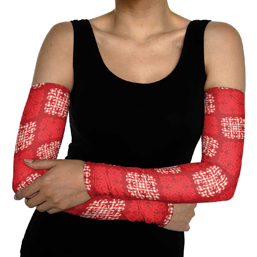 Red Palaka Quilt Hawaii Arm Sleeves Traditional Hawaii-plaid Pattern LT14 - Polynesian Pride