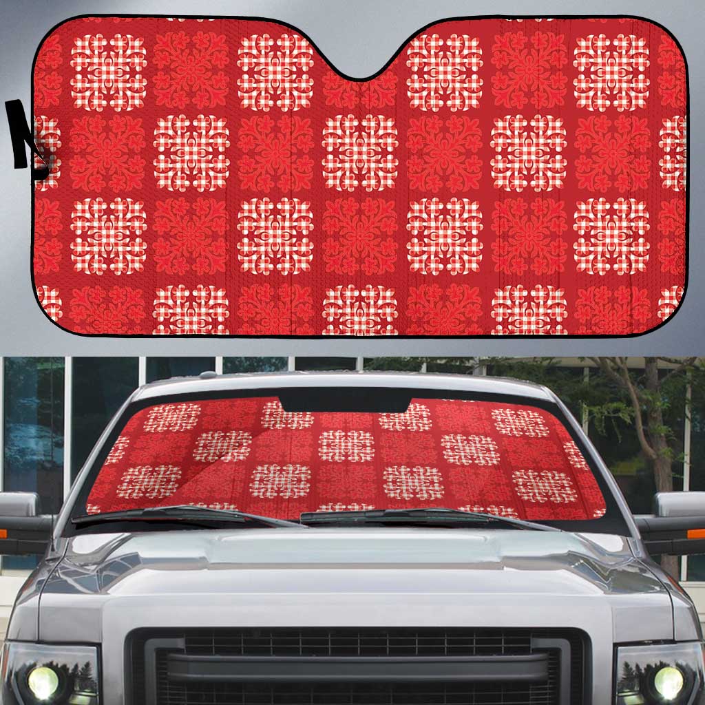 Red Palaka Quilt Hawaii Auto Sun Shade Traditional Hawaii-plaid Pattern LT14 Red - Polynesian Pride