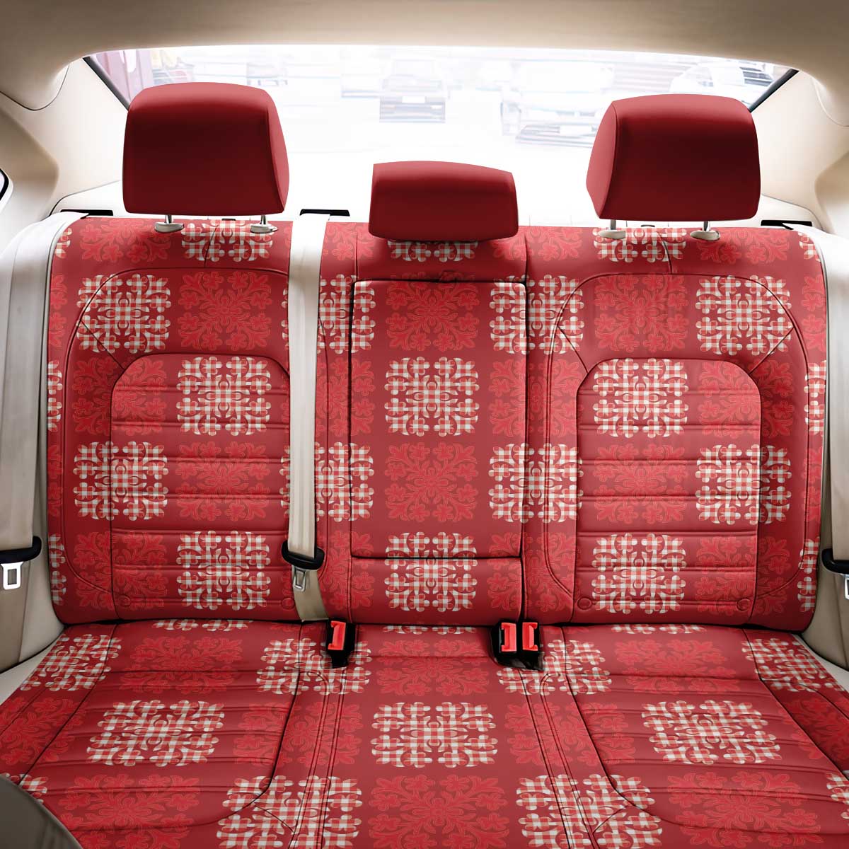 Red Palaka Quilt Hawaii Back Car Seat Cover Traditional Hawaii-plaid Pattern LT14 - Polynesian Pride