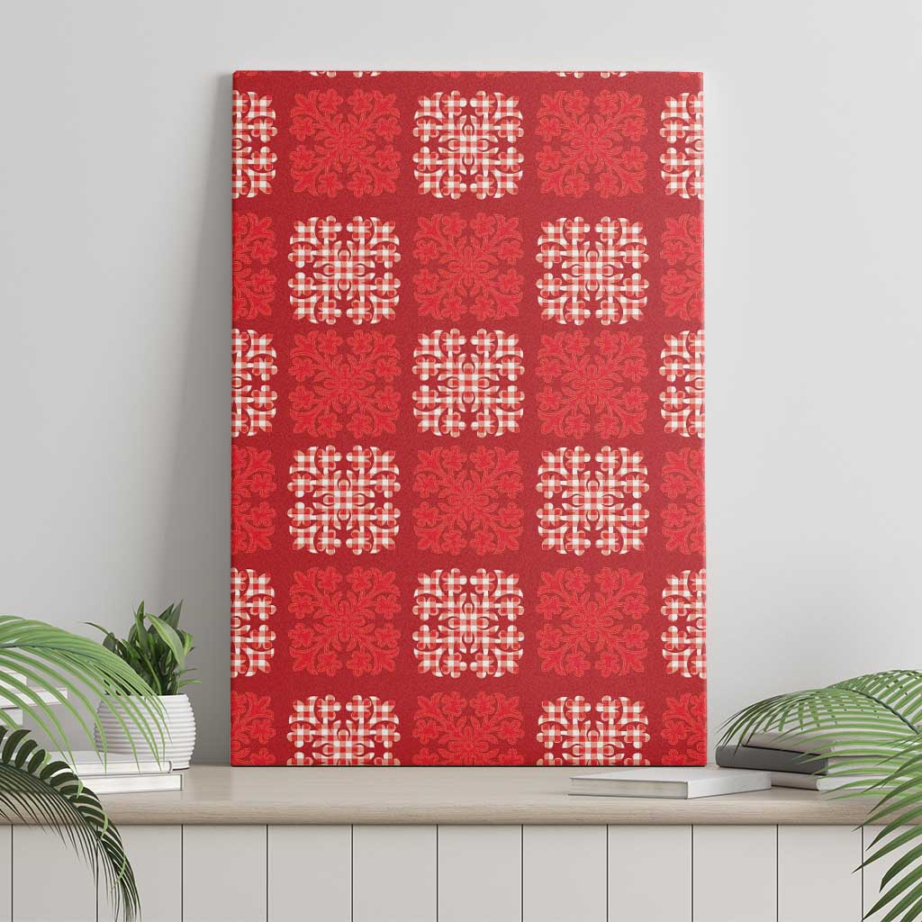 Red Palaka Quilt Hawaii Canvas Wall Art Traditional Hawaii-plaid Pattern LT14 - Polynesian Pride