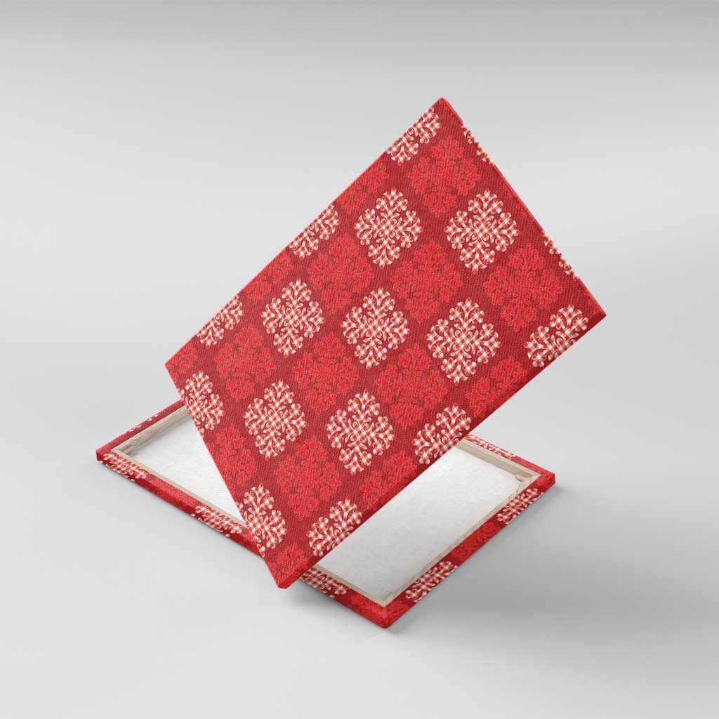 Red Palaka Quilt Hawaii Canvas Wall Art Traditional Hawaii-plaid Pattern LT14 With Frame Red - Polynesian Pride