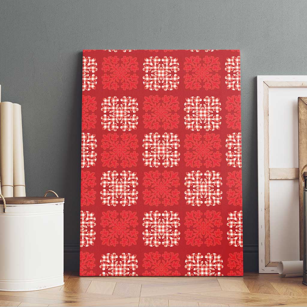Red Palaka Quilt Hawaii Canvas Wall Art Traditional Hawaii-plaid Pattern LT14 - Polynesian Pride