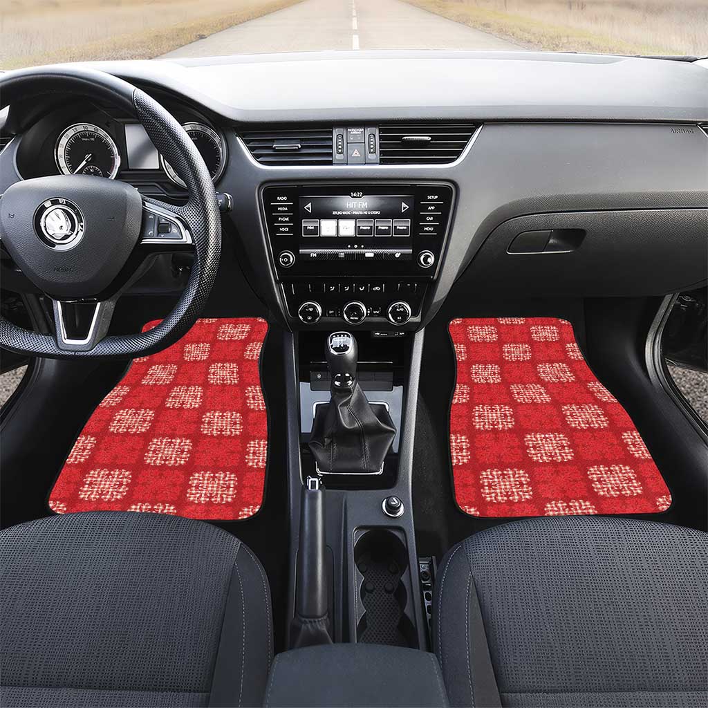 Red Palaka Quilt Hawaii Car Mats Traditional Hawaii-plaid Pattern LT14 Set 2pcs - Front Red - Polynesian Pride