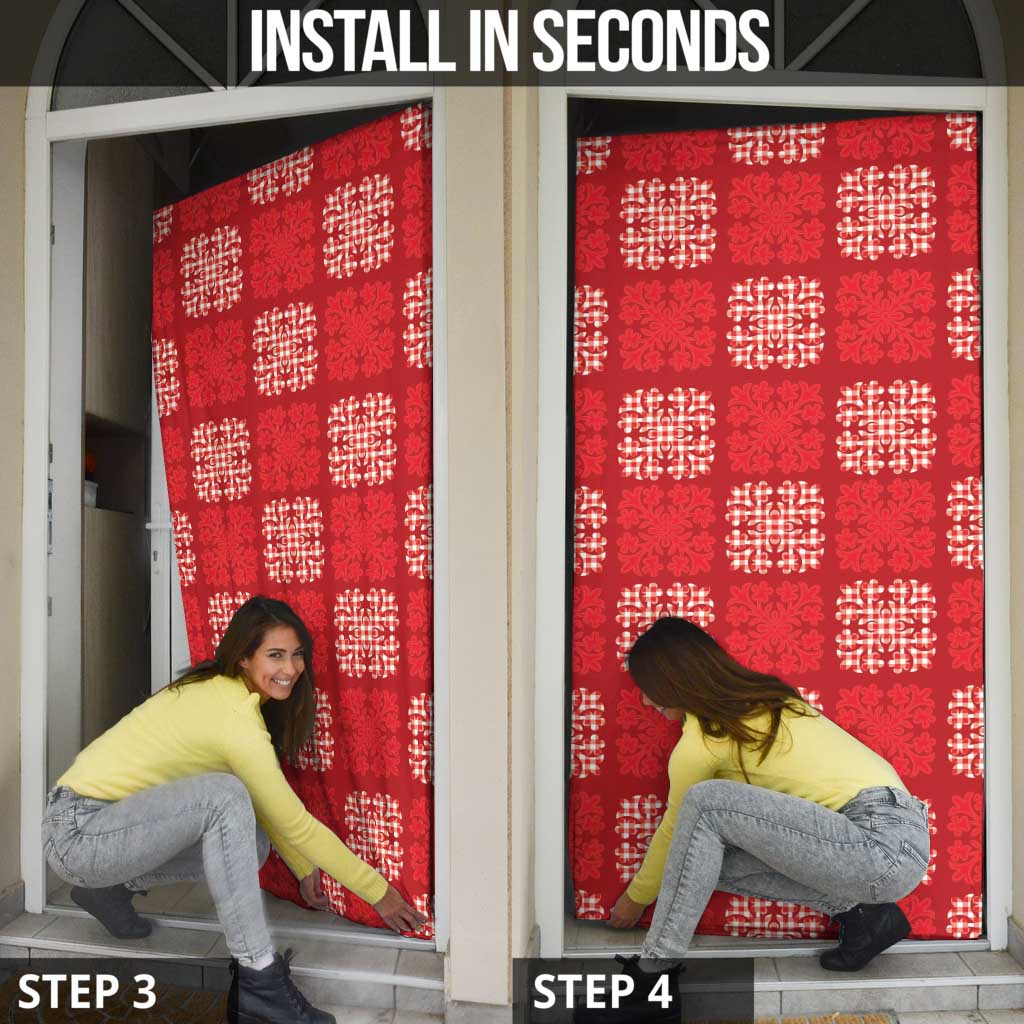 Red Palaka Quilt Hawaii Door Cover Traditional Hawaii-plaid Pattern LT14 - Polynesian Pride