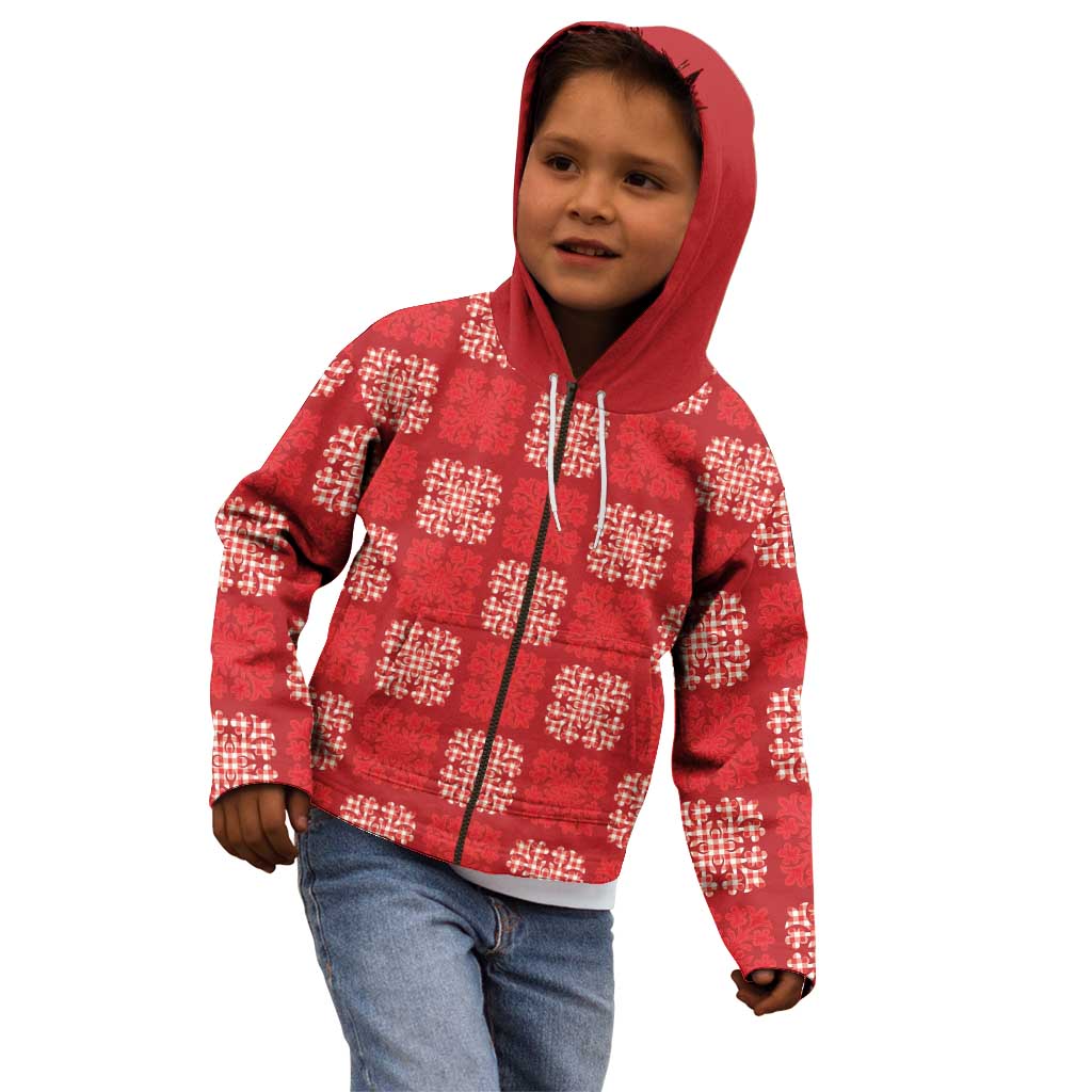 Red Palaka Quilt Hawaii Kid Hoodie Traditional Hawaii-plaid Pattern LT14 - Polynesian Pride