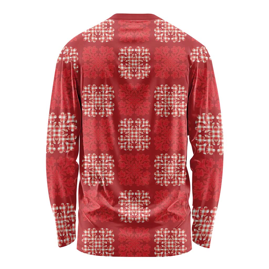 Red Palaka Quilt Hawaii Long Sleeve Shirt Traditional Hawaii-plaid Pattern LT14 - Polynesian Pride