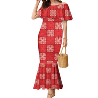 Red Palaka Quilt Hawaii Mermaid Dress Traditional Hawaii-plaid Pattern LT14 Women Red - Polynesian Pride