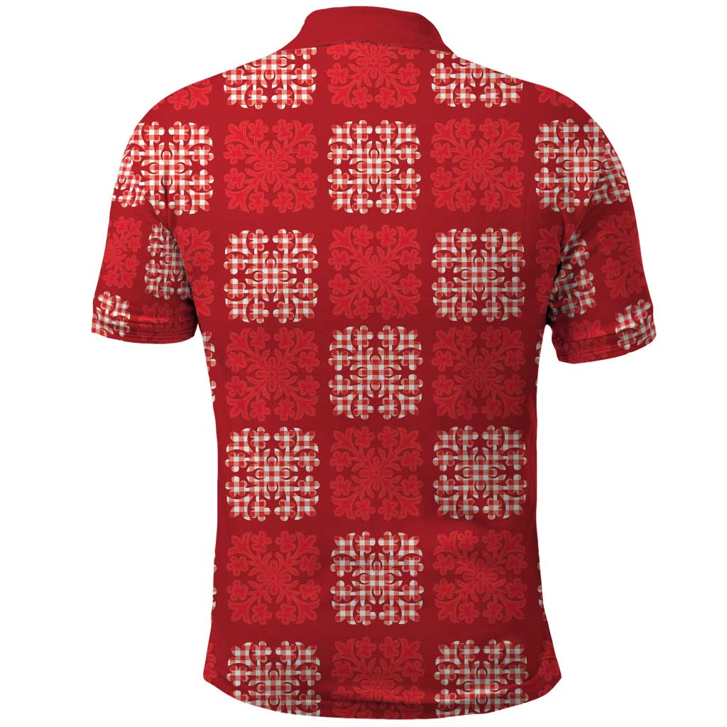 Red Palaka Quilt Hawaii Polo Shirt Traditional Hawaii-plaid Pattern LT14 - Polynesian Pride