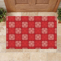 Red Palaka Quilt Hawaii Rubber Doormat Traditional Hawaii-plaid Pattern LT14 Red - Polynesian Pride
