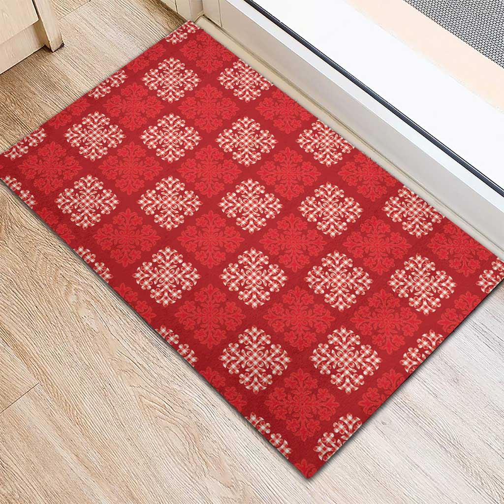 Red Palaka Quilt Hawaii Rubber Doormat Traditional Hawaii-plaid Pattern LT14 - Polynesian Pride