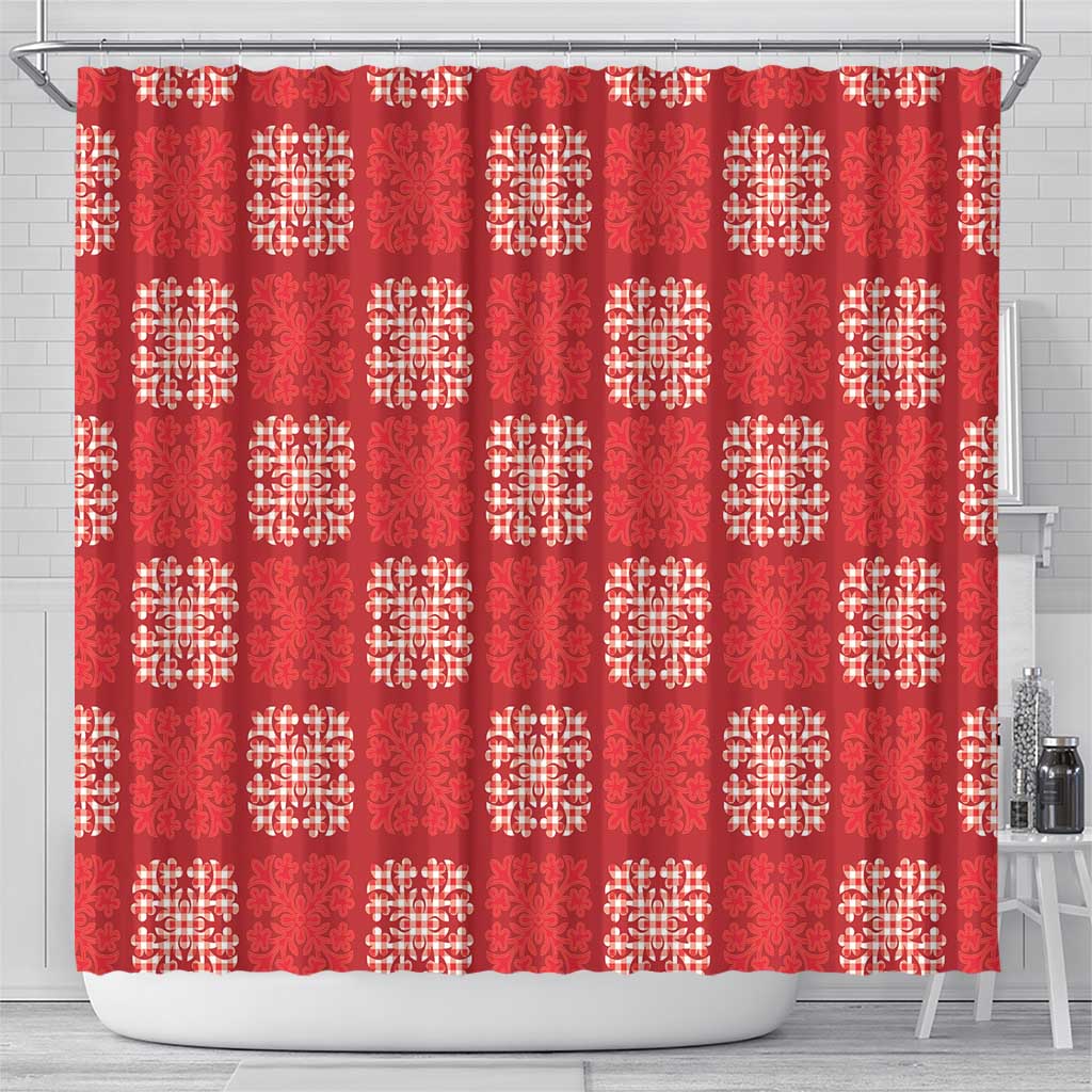 Red Palaka Quilt Hawaii Shower Curtain Traditional Hawaii-plaid Pattern LT14 - Polynesian Pride