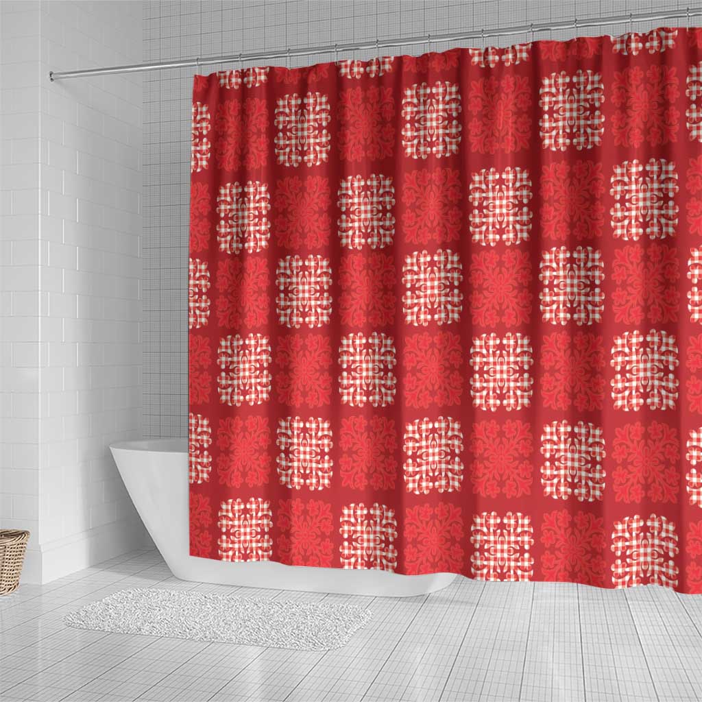 Red Palaka Quilt Hawaii Shower Curtain Traditional Hawaii-plaid Pattern LT14 - Polynesian Pride