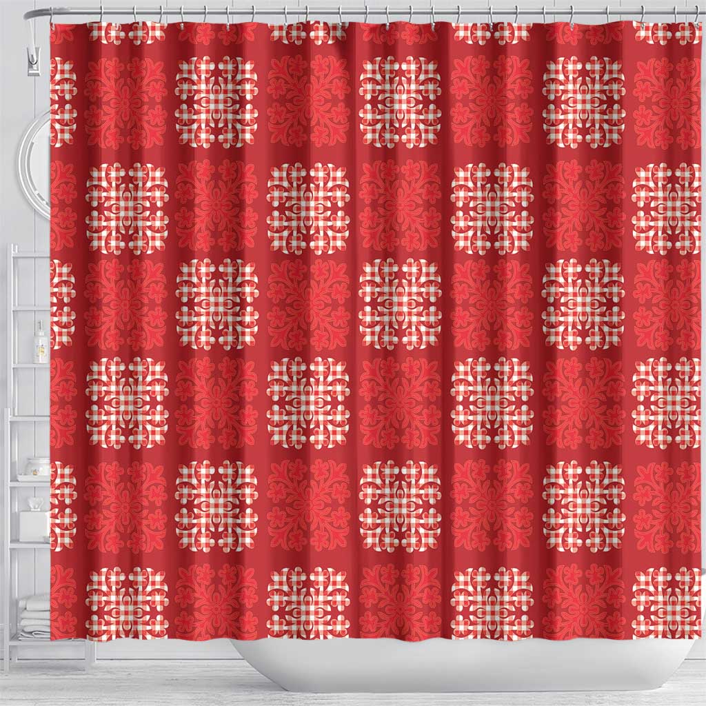 Red Palaka Quilt Hawaii Shower Curtain Traditional Hawaii-plaid Pattern LT14 - Polynesian Pride