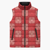 Red Palaka Quilt Hawaii Sleeveless Puffer Jacket Traditional Hawaii-plaid Pattern LT14 Unisex Red - Polynesian Pride