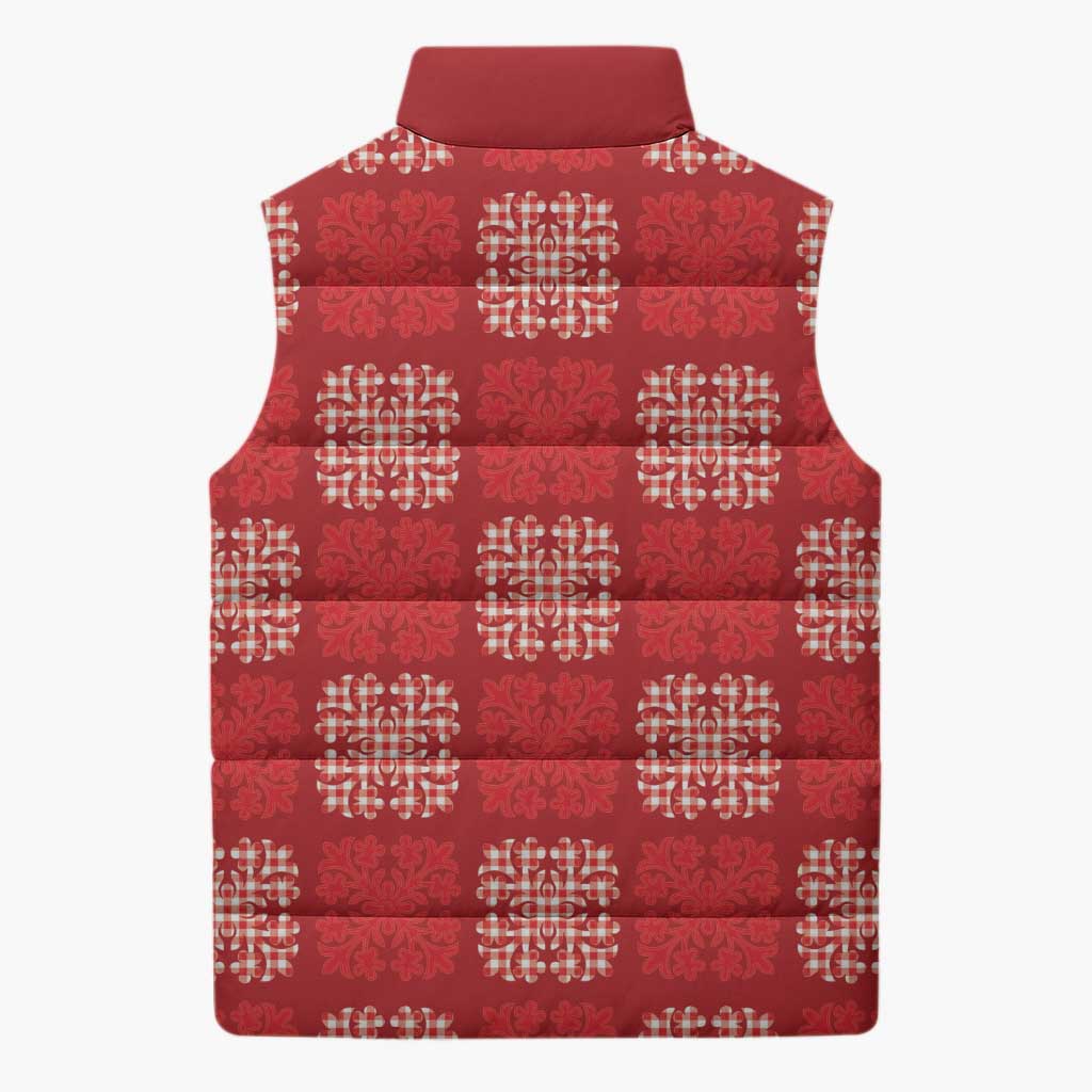 Red Palaka Quilt Hawaii Sleeveless Puffer Jacket Traditional Hawaii-plaid Pattern LT14 - Polynesian Pride