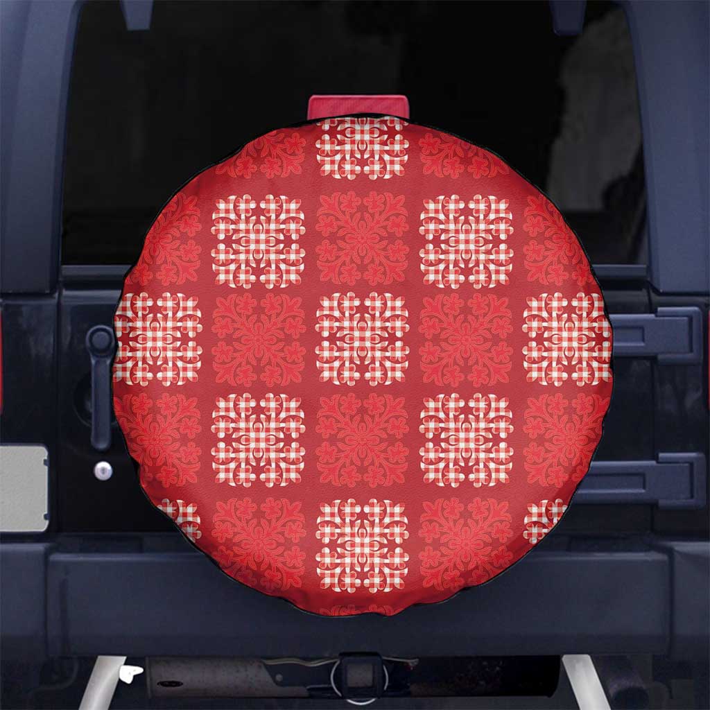 Red Palaka Quilt Hawaii Spare Tire Cover Traditional Hawaii-plaid Pattern LT14 No hole Red - Polynesian Pride