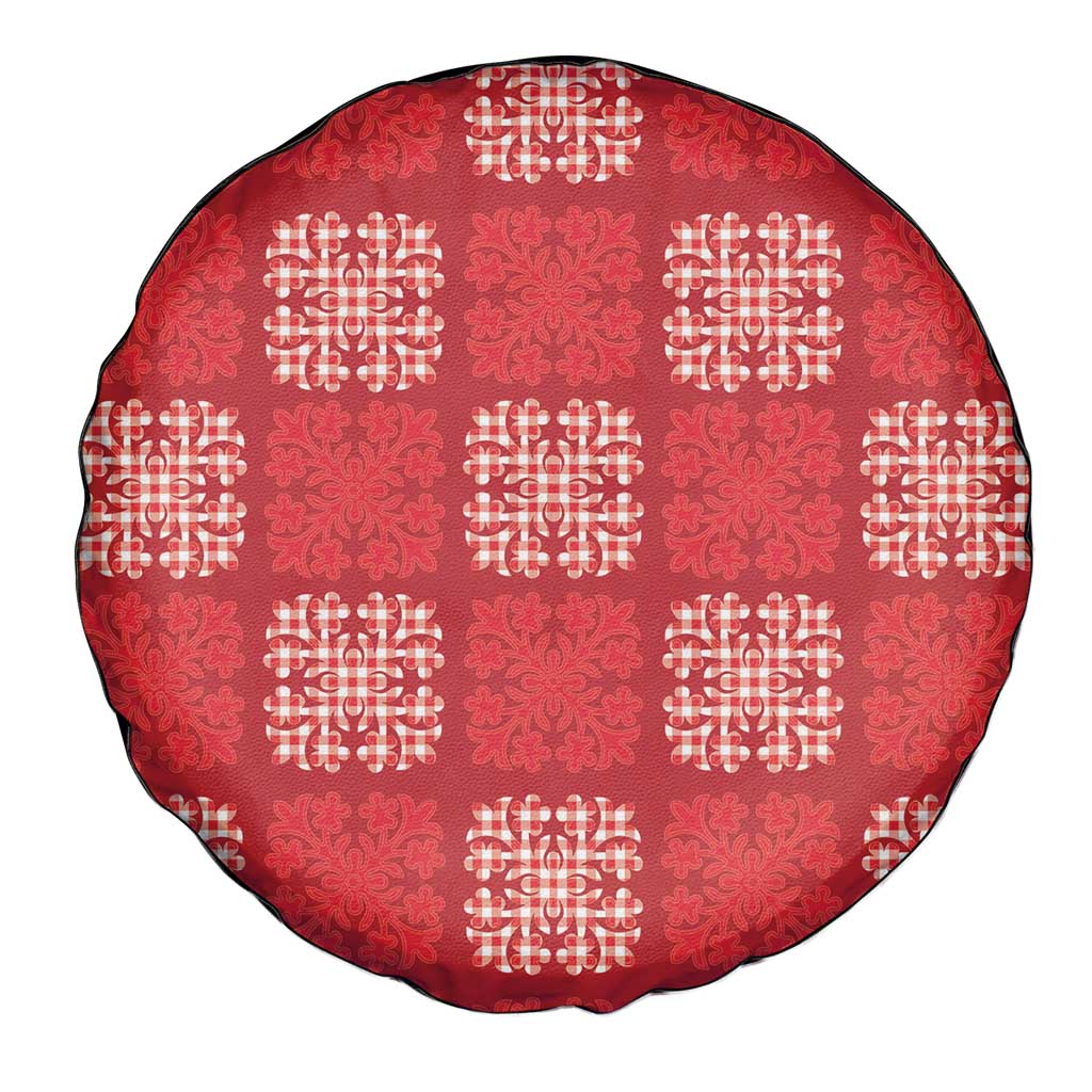 Red Palaka Quilt Hawaii Spare Tire Cover Traditional Hawaii-plaid Pattern LT14 - Polynesian Pride