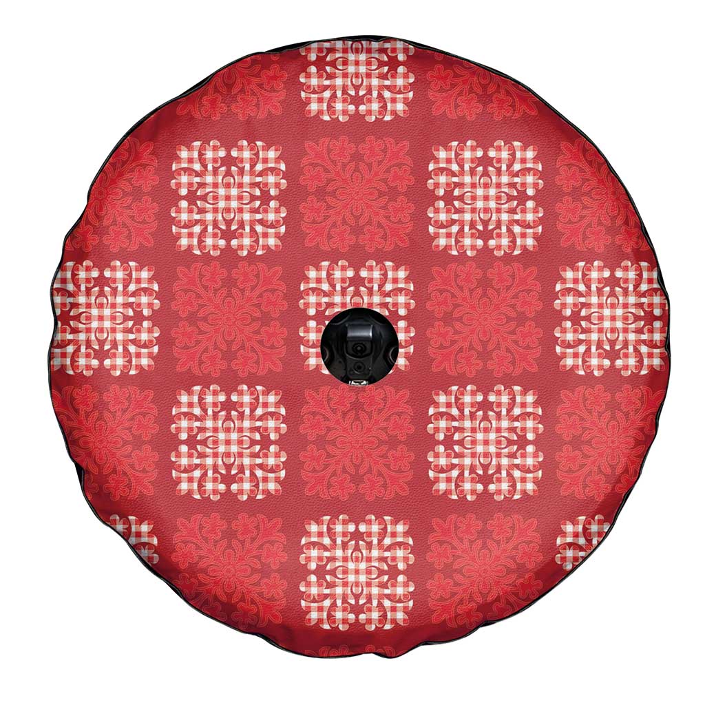 Red Palaka Quilt Hawaii Spare Tire Cover Traditional Hawaii-plaid Pattern LT14 - Polynesian Pride