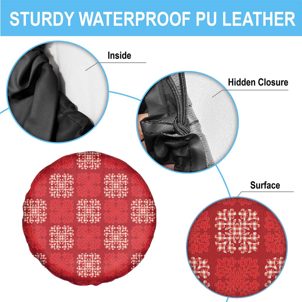 Red Palaka Quilt Hawaii Spare Tire Cover Traditional Hawaii-plaid Pattern LT14 - Polynesian Pride