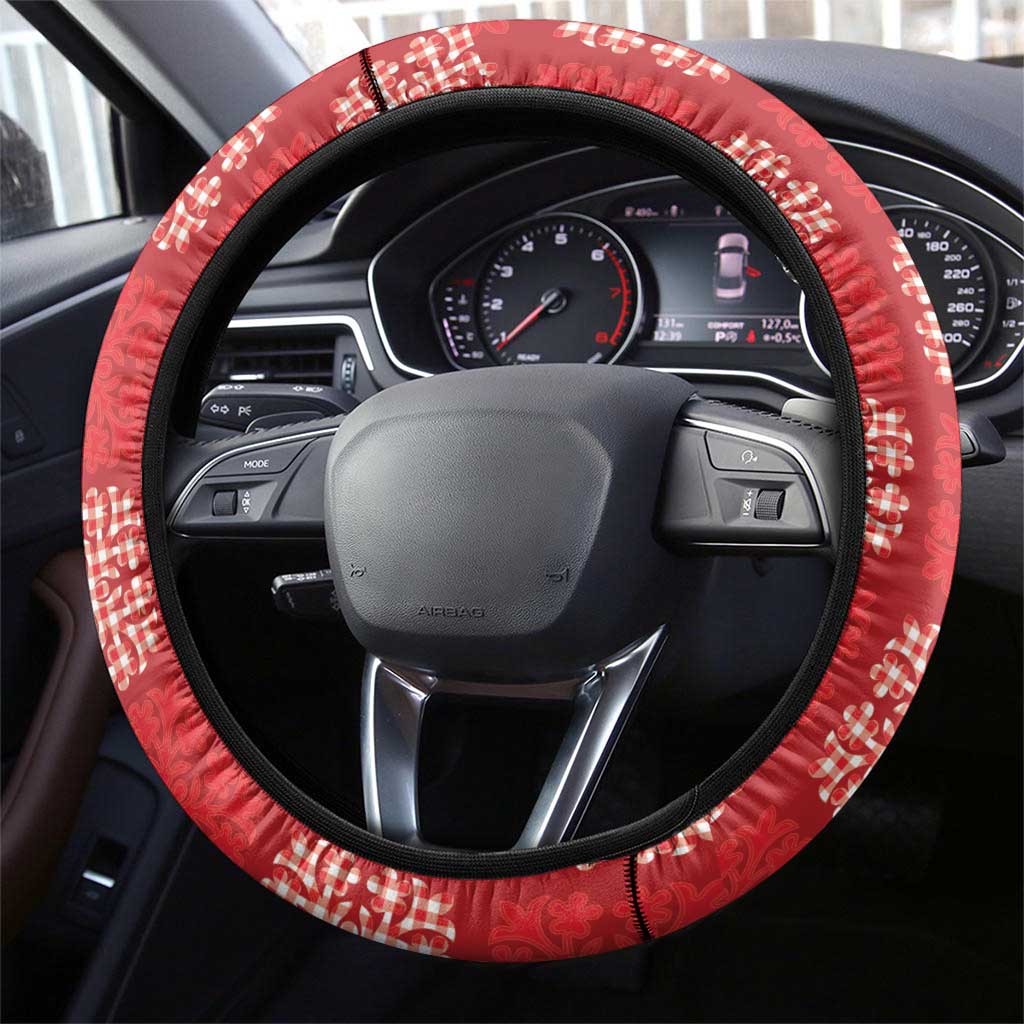 Red Palaka Quilt Hawaii Steering Wheel Cover Traditional Hawaii-plaid Pattern LT14 - Polynesian Pride