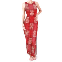 Red Palaka Quilt Hawaii Tank Maxi Dress Traditional Hawaii-plaid Pattern LT14 Women Red - Polynesian Pride