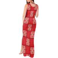Red Palaka Quilt Hawaii Tank Maxi Dress Traditional Hawaii-plaid Pattern LT14 - Polynesian Pride