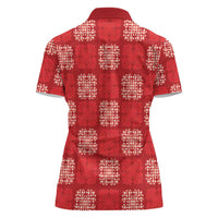 Red Palaka Quilt Hawaii Women Polo Shirt Traditional Hawaii-plaid Pattern LT14 - Polynesian Pride