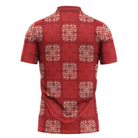 Red Palaka Quilt Hawaii Zipper Polo Shirt Traditional Hawaii-plaid Pattern LT14 - Polynesian Pride