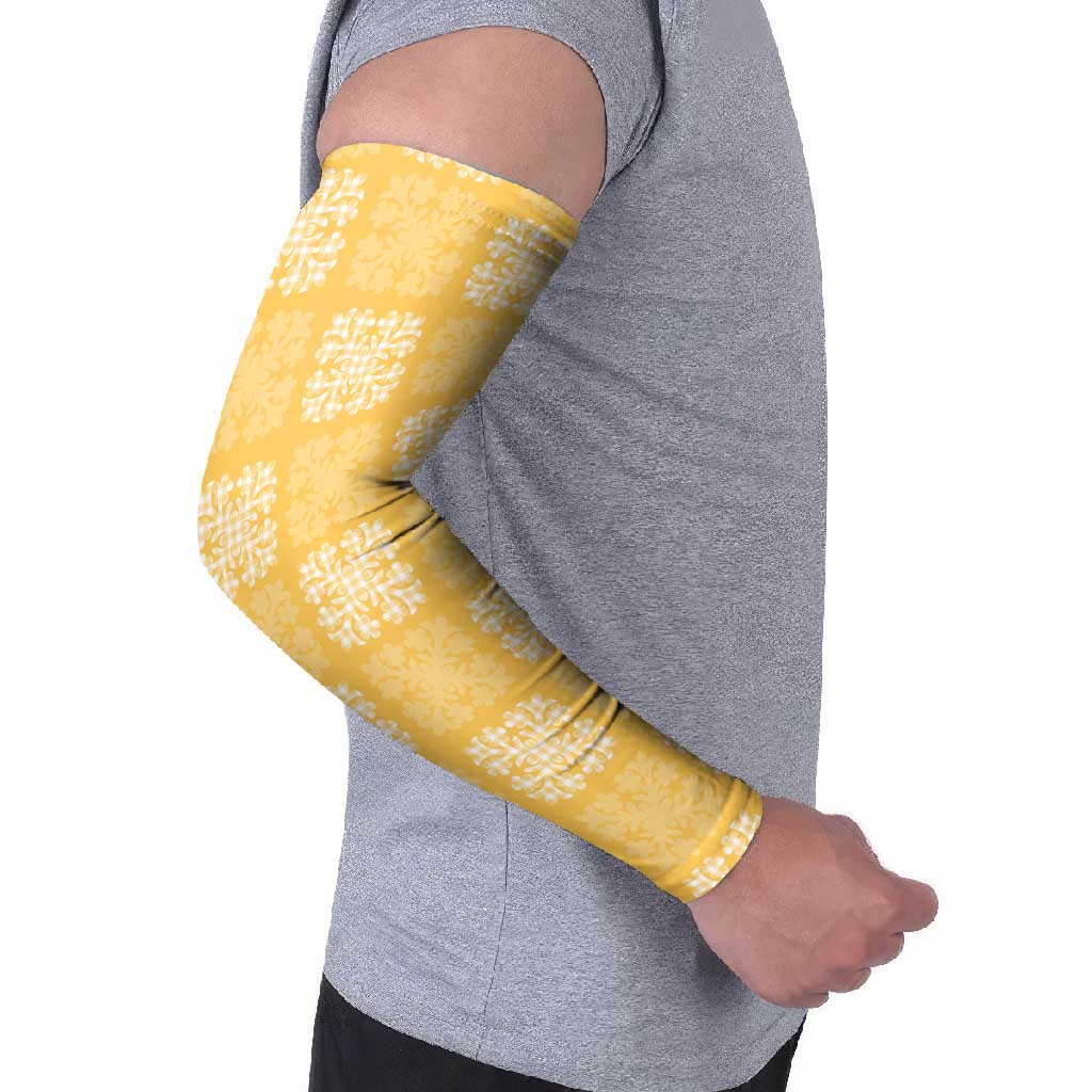 Yellow Palaka Quilt Hawaii Arm Sleeves Traditional Hawaii-plaid Pattern LT14 - Polynesian Pride