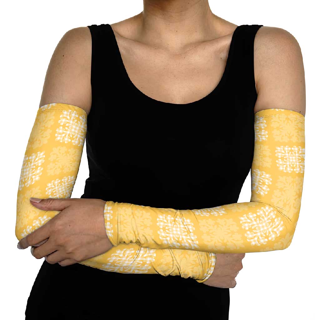 Yellow Palaka Quilt Hawaii Arm Sleeves Traditional Hawaii-plaid Pattern LT14 - Polynesian Pride