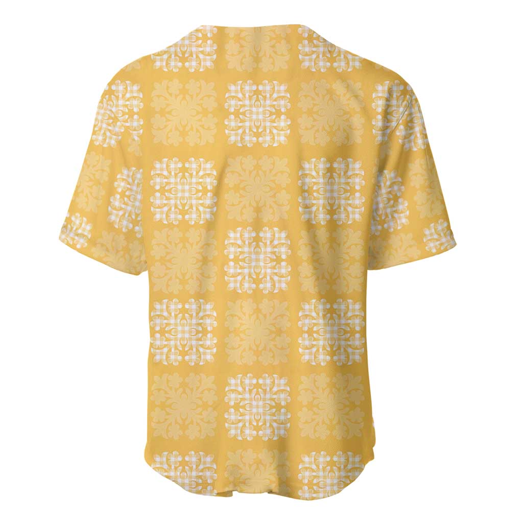 Yellow Palaka Quilt Hawaii Baseball Jersey Traditional Hawaii-plaid Pattern LT14 - Polynesian Pride