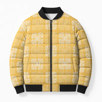 Yellow Palaka Quilt Hawaii Bomber Puffer Jacket Traditional Hawaii-plaid Pattern LT14 Unisex Yellow - Polynesian Pride