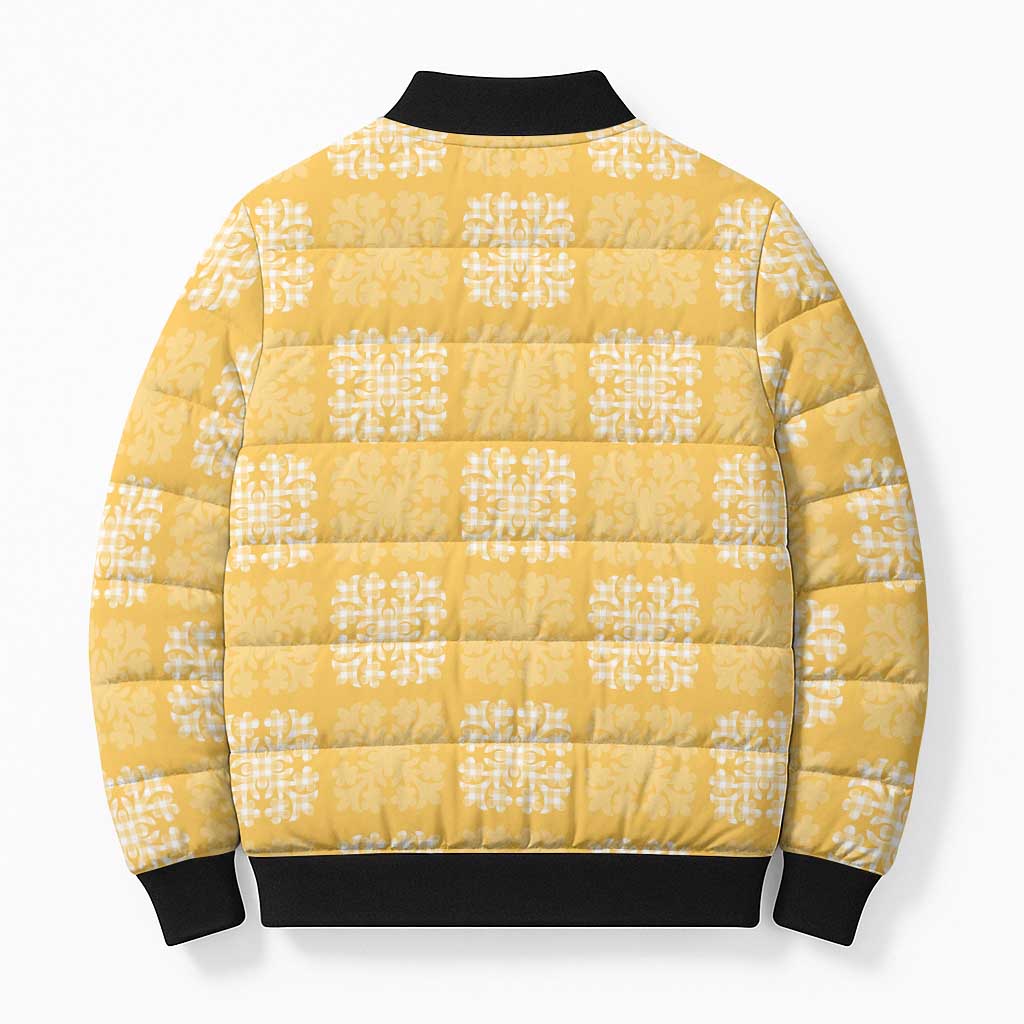 Yellow Palaka Quilt Hawaii Bomber Puffer Jacket Traditional Hawaii-plaid Pattern LT14 - Polynesian Pride
