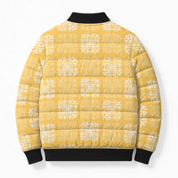 Yellow Palaka Quilt Hawaii Bomber Puffer Jacket Traditional Hawaii-plaid Pattern LT14 - Polynesian Pride