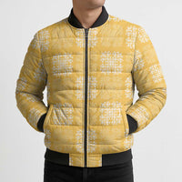 Yellow Palaka Quilt Hawaii Bomber Puffer Jacket Traditional Hawaii-plaid Pattern LT14 - Polynesian Pride