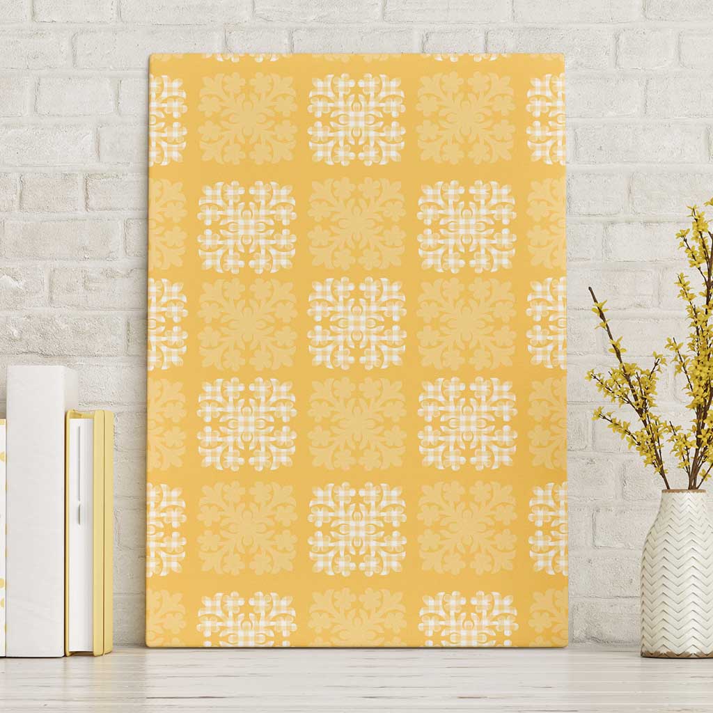 Yellow Palaka Quilt Hawaii Canvas Wall Art Traditional Hawaii-plaid Pattern LT14 Without Frame Yellow - Polynesian Pride