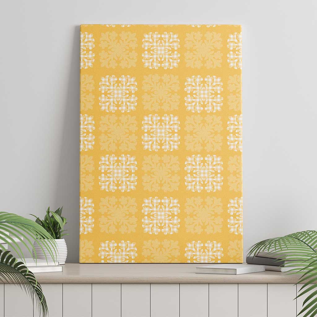 Yellow Palaka Quilt Hawaii Canvas Wall Art Traditional Hawaii-plaid Pattern LT14 - Polynesian Pride