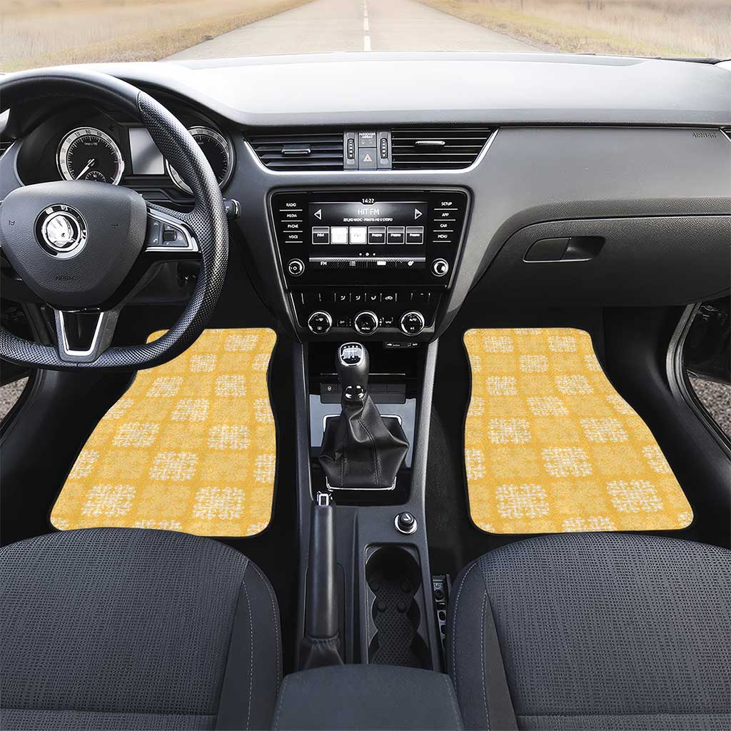 Yellow Palaka Quilt Hawaii Car Mats Traditional Hawaii-plaid Pattern LT14 Set 2pcs - Front Yellow - Polynesian Pride