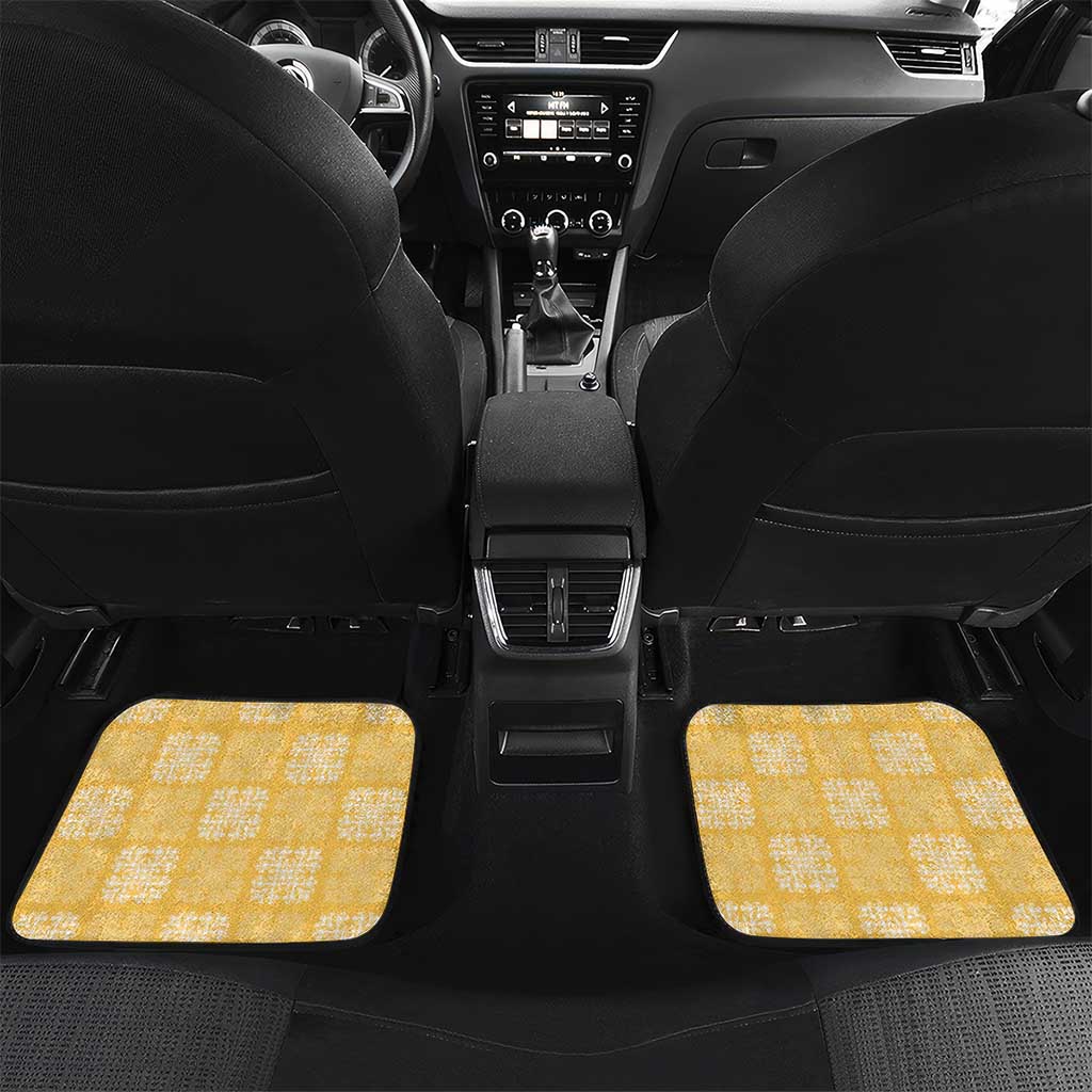 Yellow Palaka Quilt Hawaii Car Mats Traditional Hawaii-plaid Pattern LT14 Set 2pcs - Back Yellow - Polynesian Pride