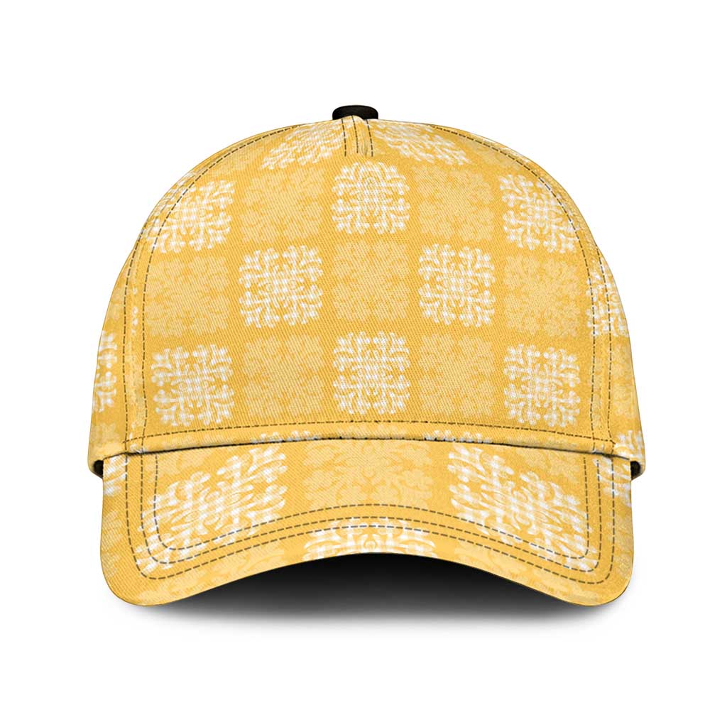 Yellow Palaka Quilt Hawaii Classic Cap Traditional Hawaii-plaid Pattern LT14 Universal Fit Yellow - Polynesian Pride